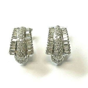 18K White Gold and Diamond Drop Post Earrings